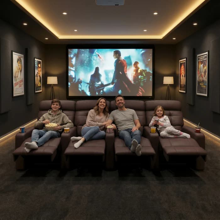 Poltrona Cinema Damie de 4 lugares com braço no meio