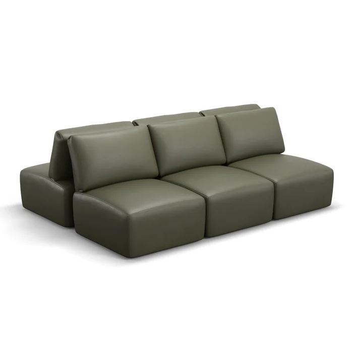 Exemplo de sofá modular grande em formato de ilha para sala ampla.